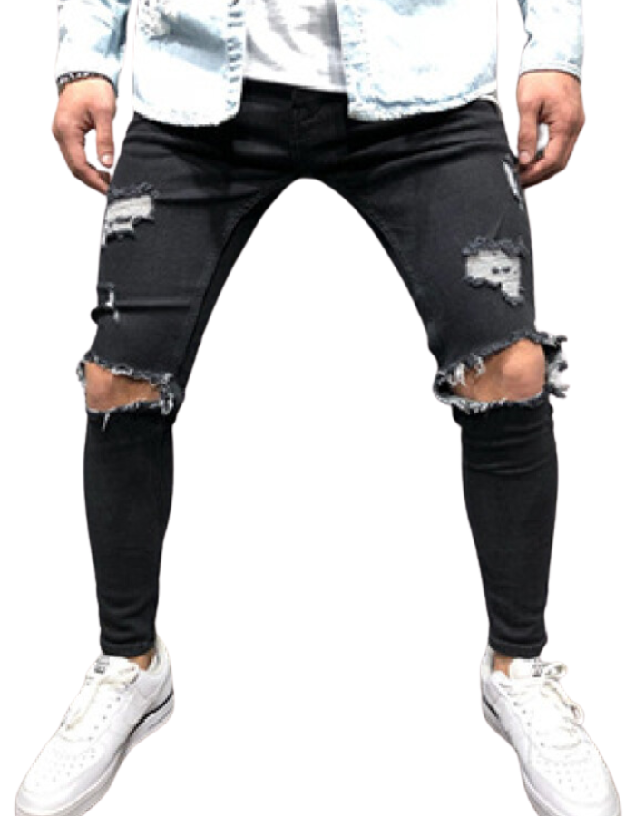 SHOPIQAT Men's Fashion Mid Waist Ripped Slim Jeans - Premium from shopiqat - Just $10.850! Shop now at shopiqat